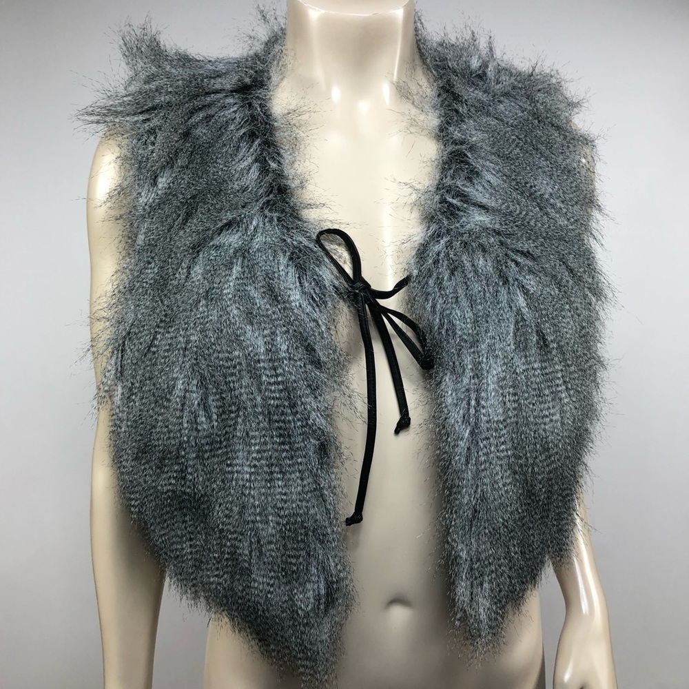 W118 By Walter Baker Gray Faux Fur Vest Size M